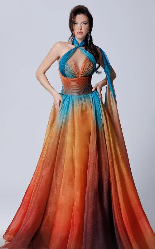 Chiffon Dress Women's U-Shaped-Neck DressesMNM Couture 2721A Dress