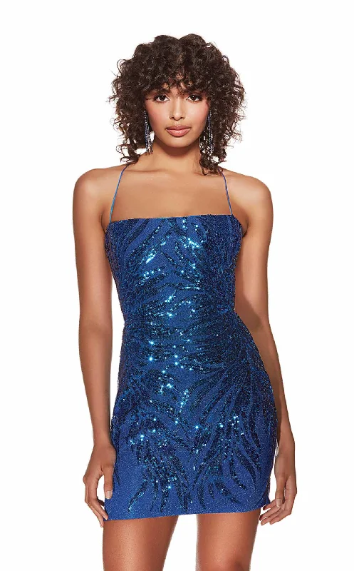 Satin Dress Women's V-Shaped-Neck DressesAlyce 4888 Dress