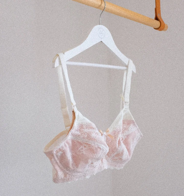 White and cream lace nursing bra