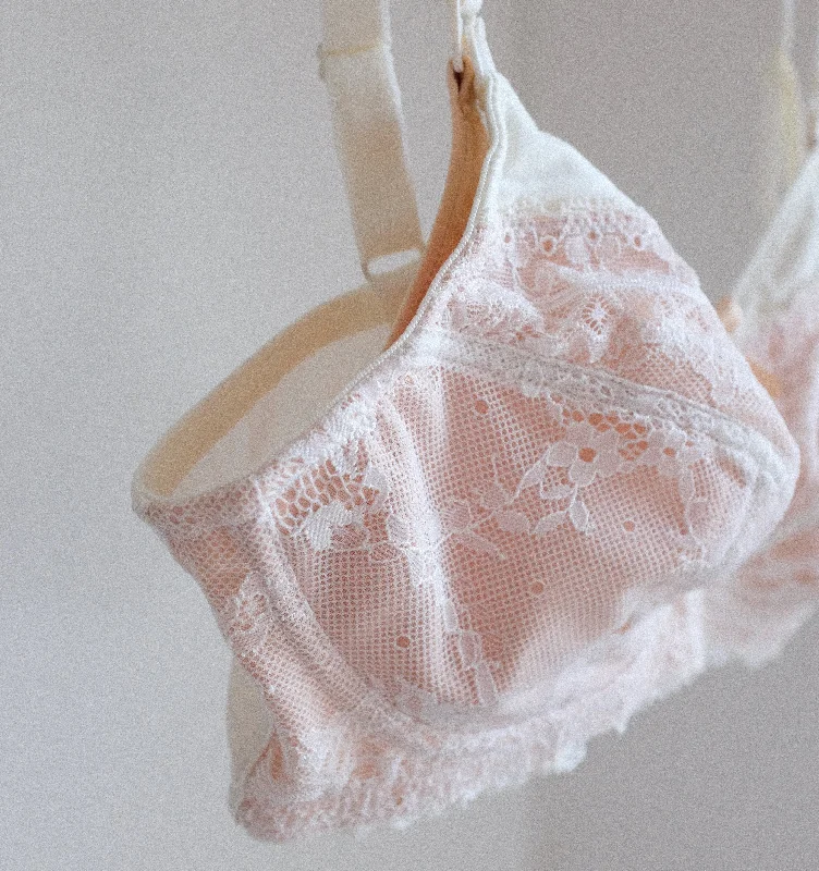 White and cream lace nursing bra