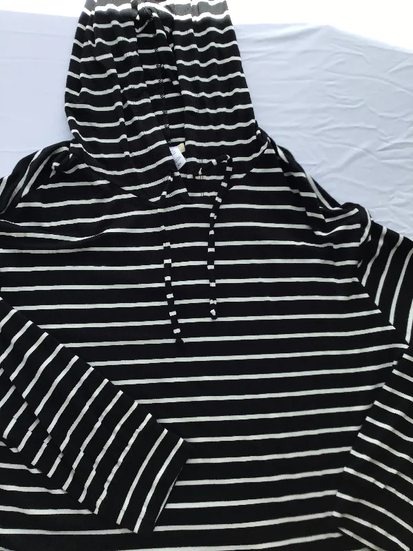 Eberjey Black and White Stripe Lounge Hoodie