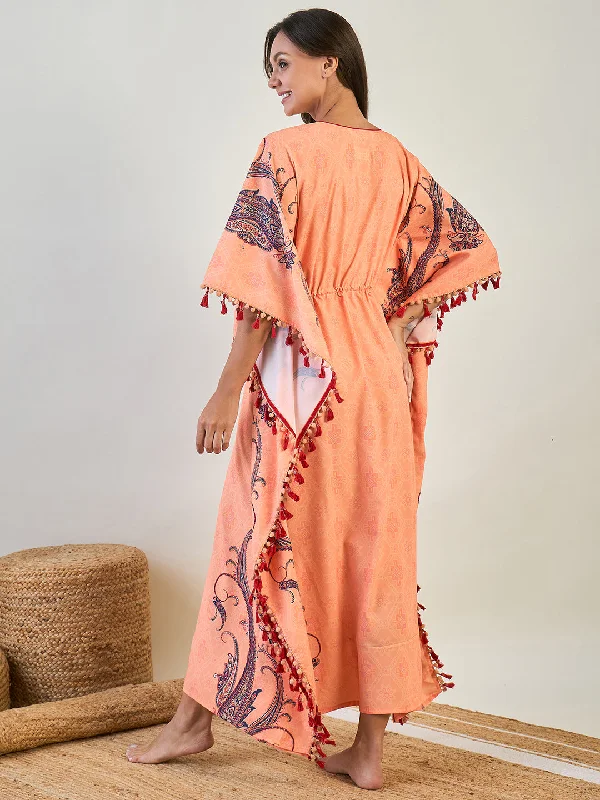 Peach Paisley Border Kaftan