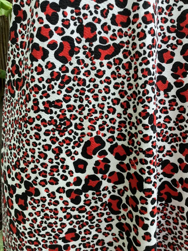 Sleeveless Cotton Knit Nightgown - Red Leopard