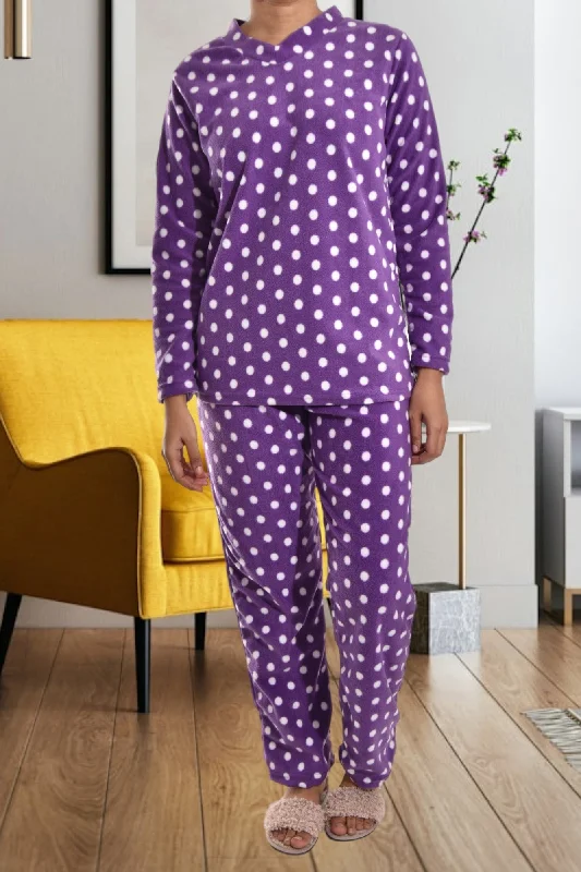 Ladies Purple Polka Dot Pj Set