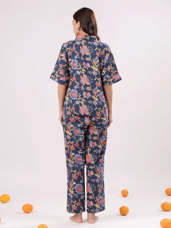 Multi Flower Printed Night Suit Set