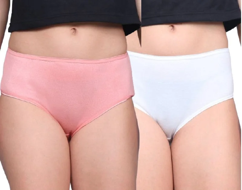 Bamboo Fabric Women's Mid Rise Panty | Peach and Black | Pack of 2