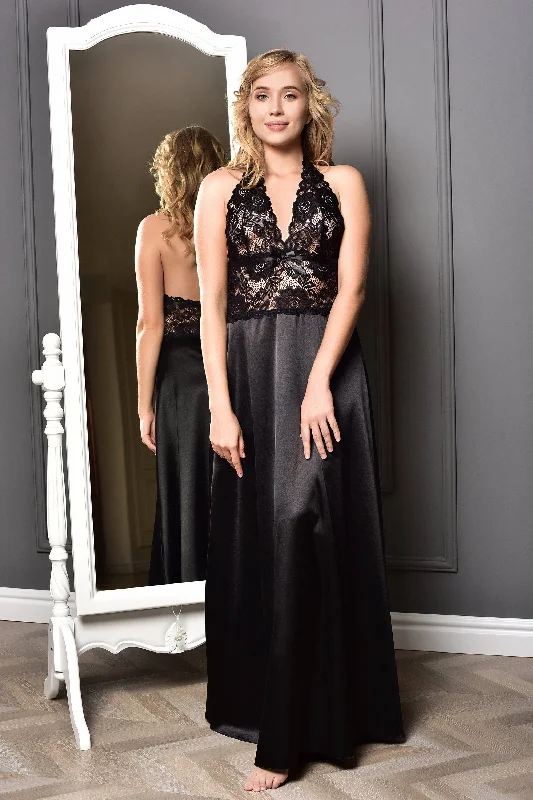 Mystery Lace Nightgown in Black