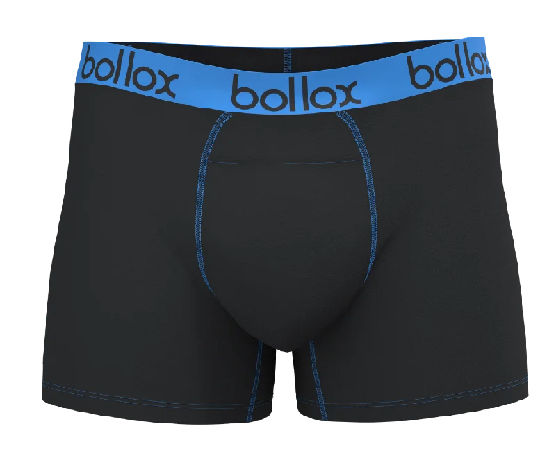 Black with Light Blue - Men's H-Fly Trunk - Bamboo & Cotton Blend (1Pack)