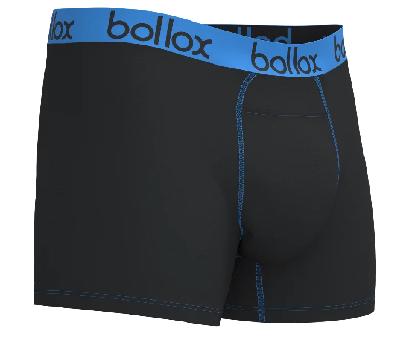 Black with Light Blue - Men's H-Fly Trunk - Bamboo & Cotton Blend (1Pack)