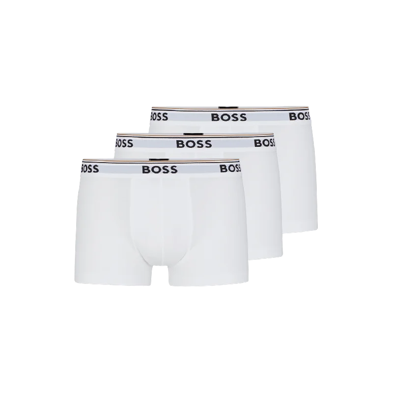 BOSS 3 Pack Power Cotton Stretch Trunks - White