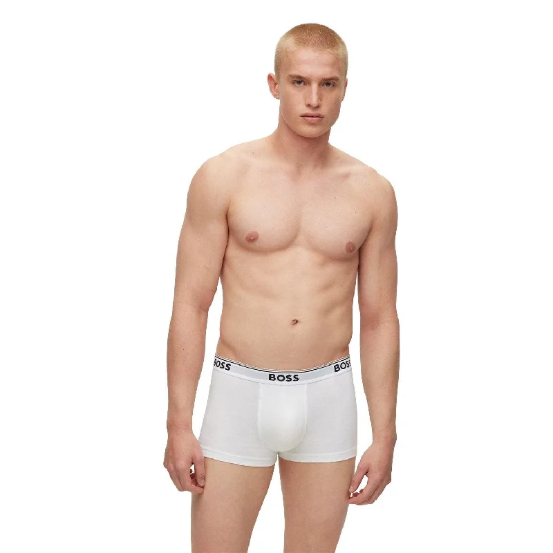 BOSS 3 Pack Power Cotton Stretch Trunks - White