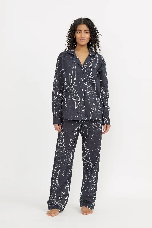 Long Pyjama Set  - Volare Print Navy