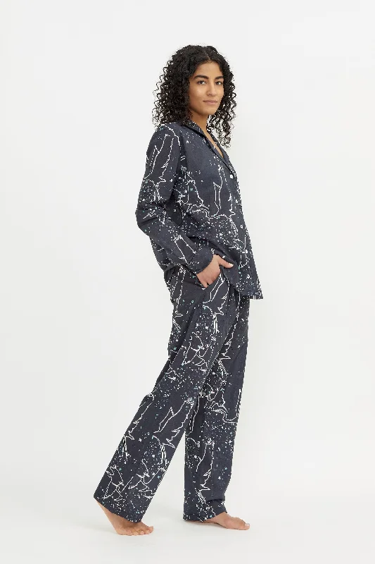 Long Pyjama Set  - Volare Print Navy