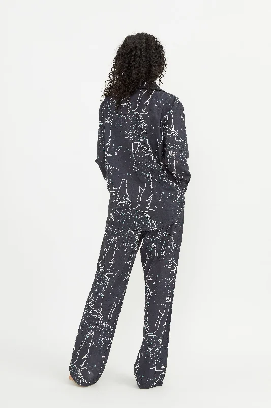 Long Pyjama Set  - Volare Print Navy