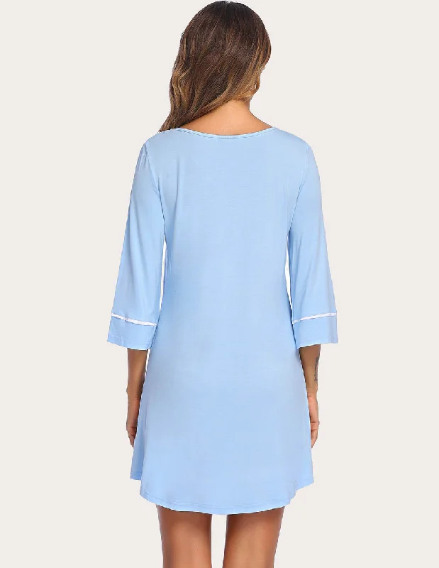 Ekouaer Cool Bell Sleeve Sleep Dress