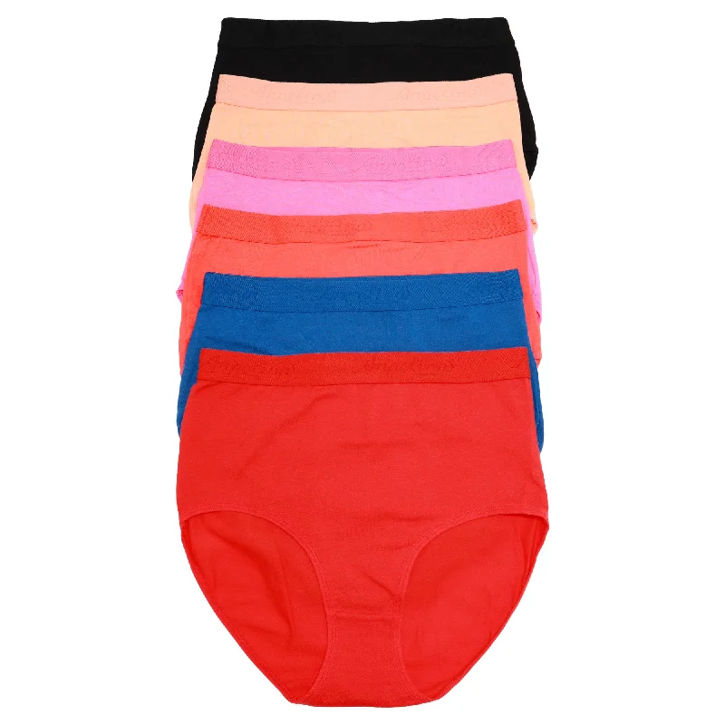 Cotton High Waist Panties with Elastic Waistband (6-Pack)