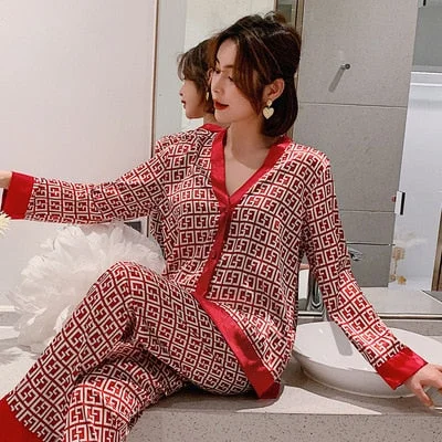 Daeyard Spring Summer Long Sleeve Pajamas