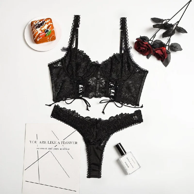 Ellianna Fancy Lace Lace Bra and Thong Set