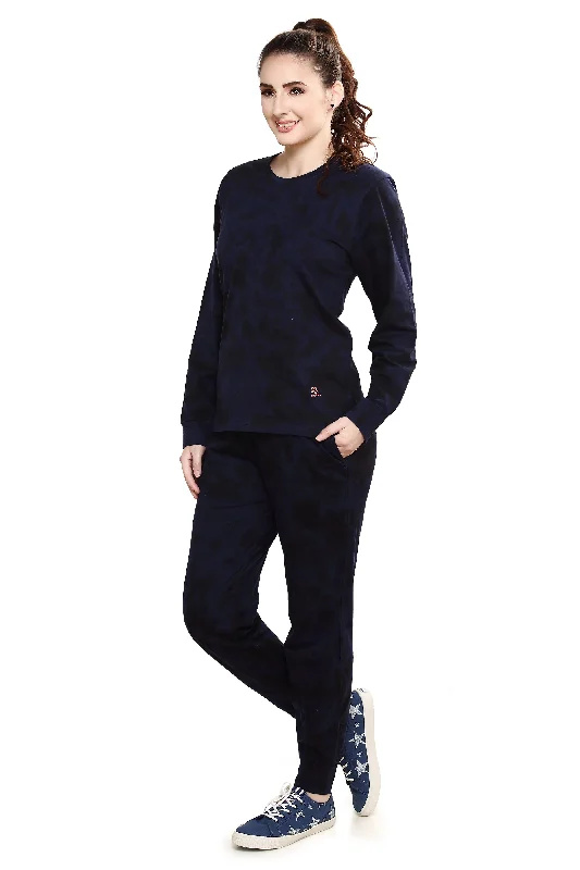 Evolove Navy Women's 100% cotton Tracksuit (Night Suit)- super comfortable, sporty and stylish, cotton, our most comfortable (Various Colour Options, Sizes S to 2XL)