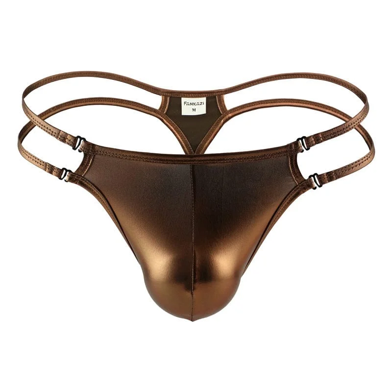 Faux Leather Ice Silk Sexy Men's Thong