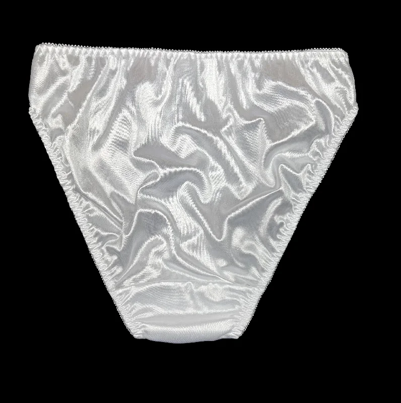 High Leg Satin Panty Mesh Trim