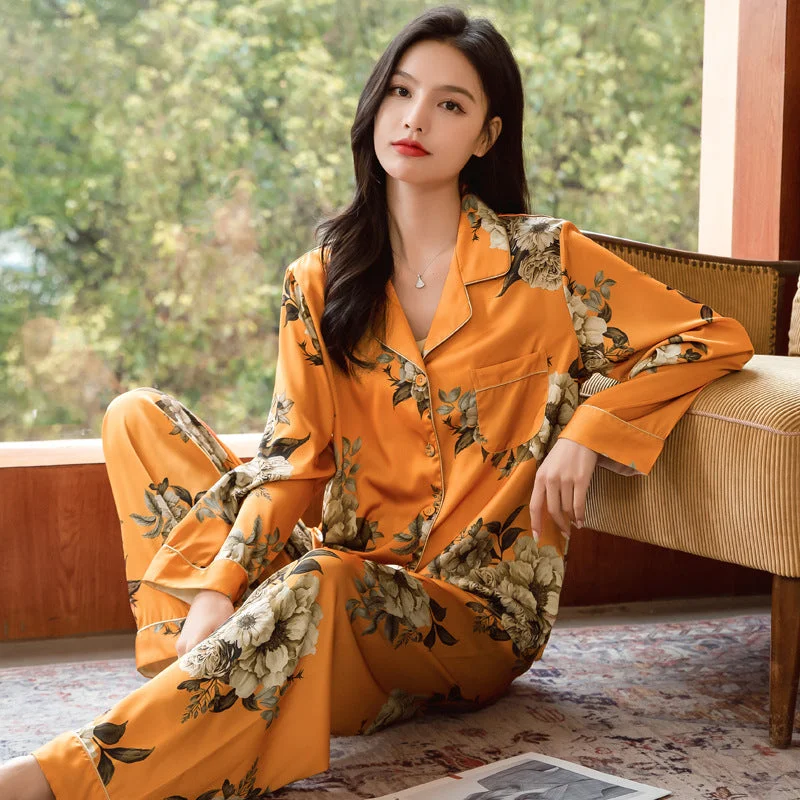 Beautiful Orange Earth Floral Pajamas