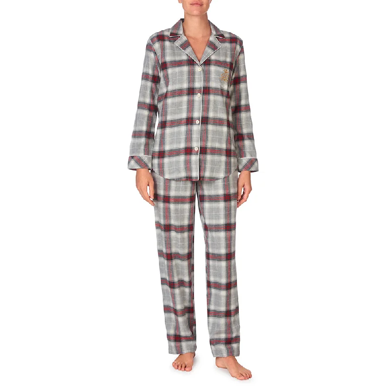 LAUREN BY RALPH LAUREN Pyjama durchgeknöpft, ILN92020F, Grey Plaid