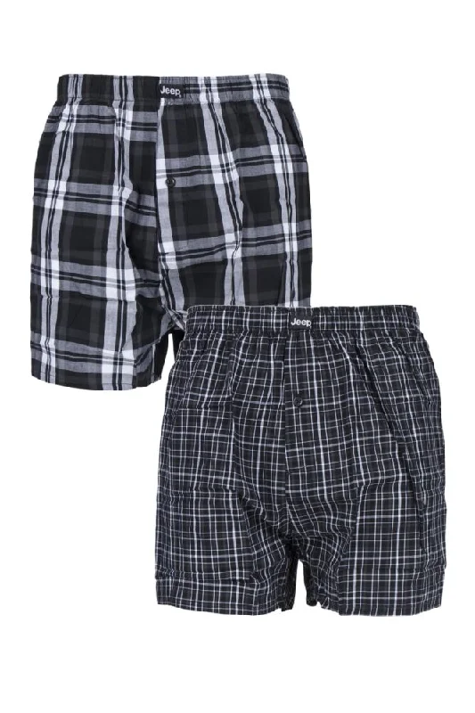 Mens 2 Pair Jeep Mens Black Boxers