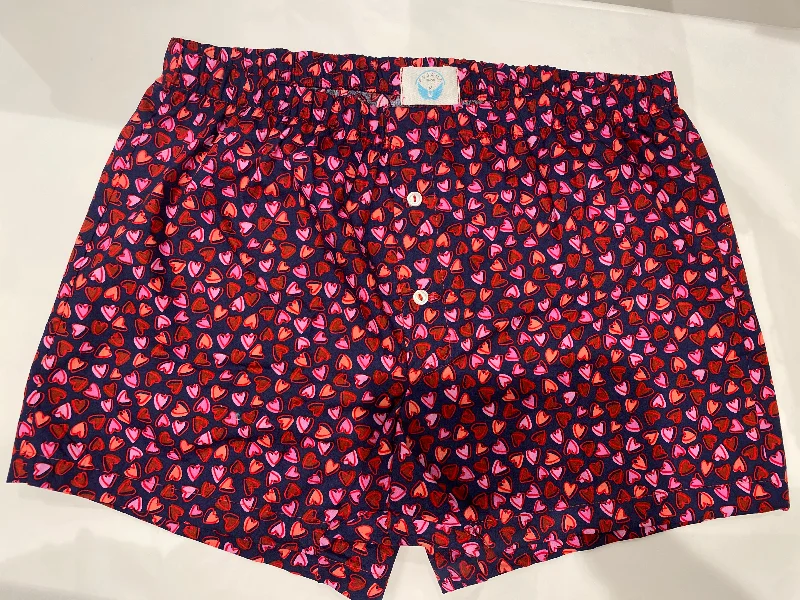 Mens Cotton Navy Heart Boxers