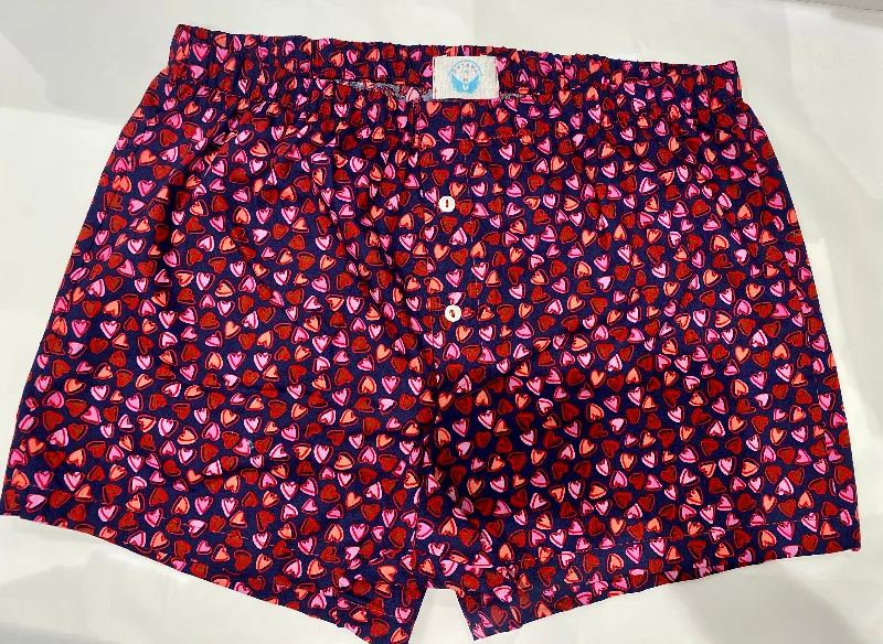 Mens Cotton Navy Heart Boxers