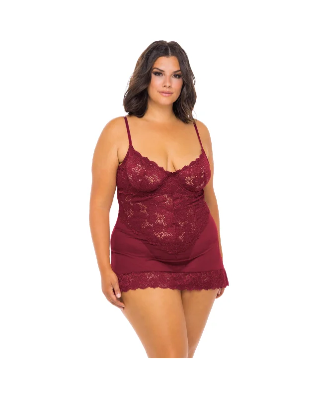 Unlined Lace Cup Babydoll W/ G-String