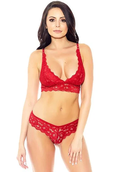 ""Seductive""  Red Cut Work Lingerie Set