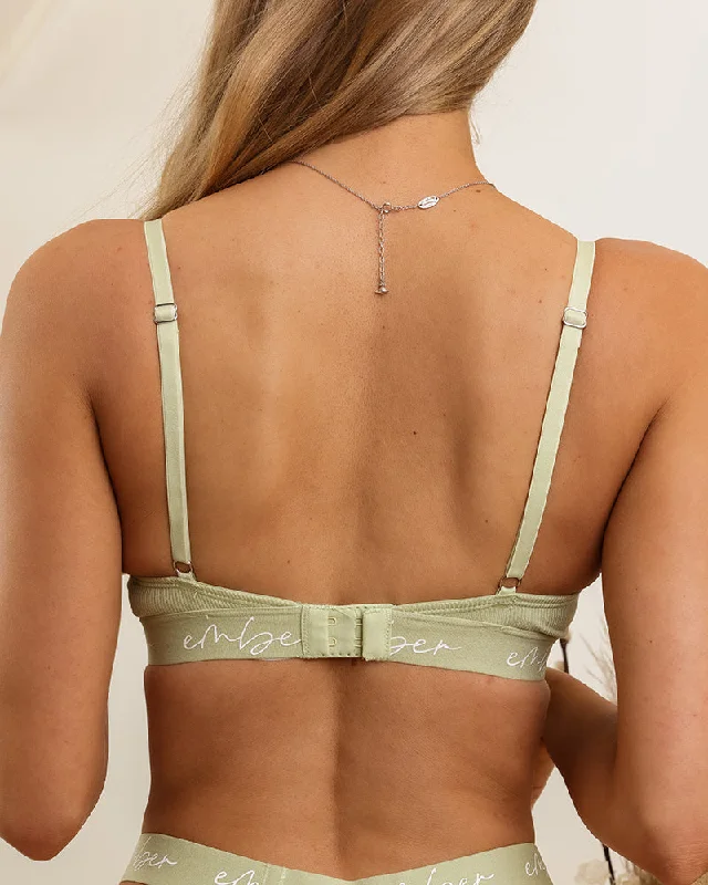 Sage Green Rib Triangle Bra & Brazilian