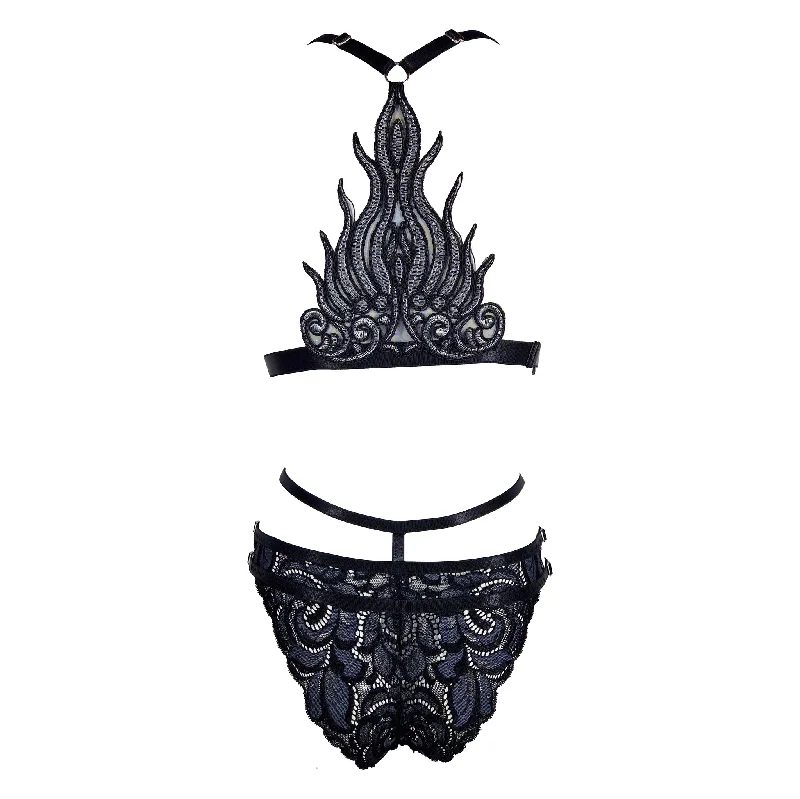 Silver Flame lace lingerie set black & gray