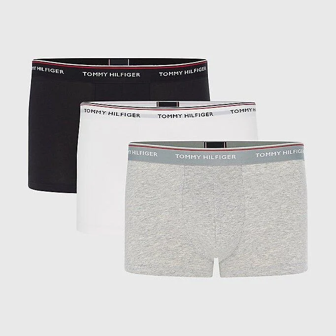 Tommy Hilfiger 3 Pack Signature Cotton Essentials Trunks - Grey Heather/Black/White