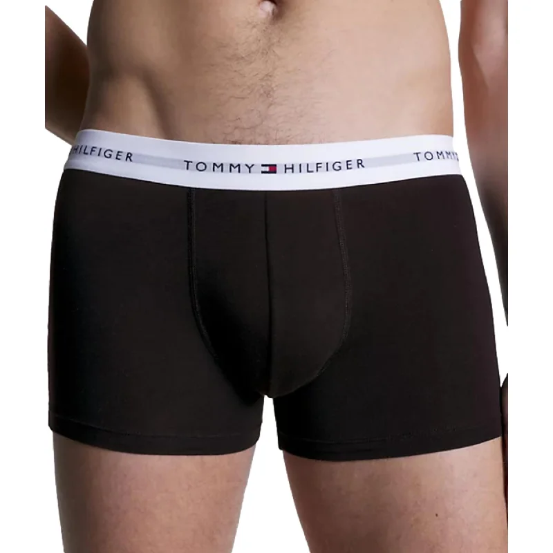 Tommy Hilfiger Signature Cotton Essential Waistband Trunk 3 Pack - Grey Heather/Black/White