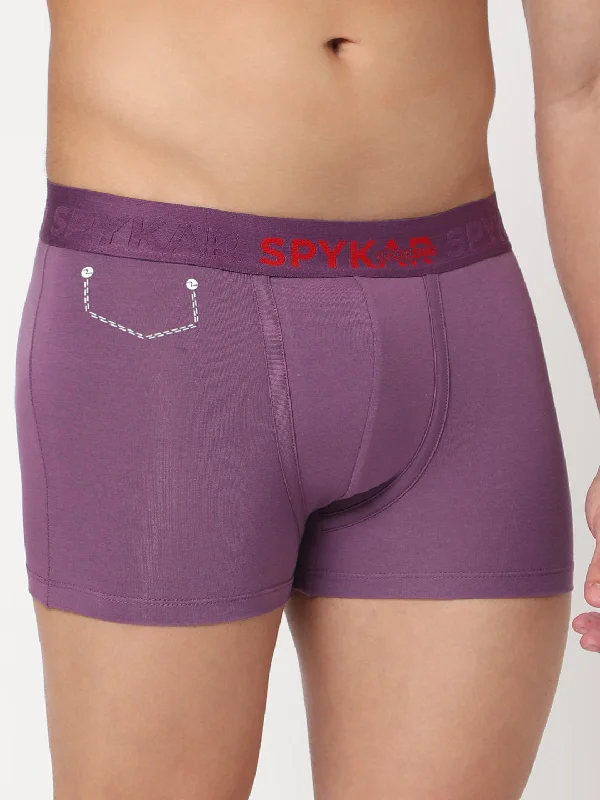 Men Premium Dull Purple Cotton Blend Trunk- UnderJeans by Spykar