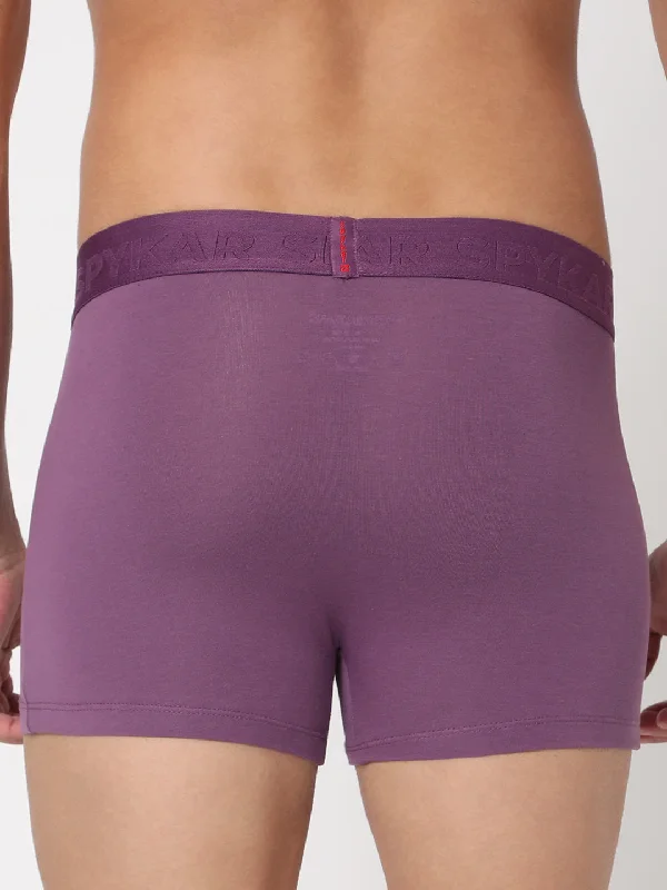 Men Premium Dull Purple Cotton Blend Trunk- UnderJeans by Spykar