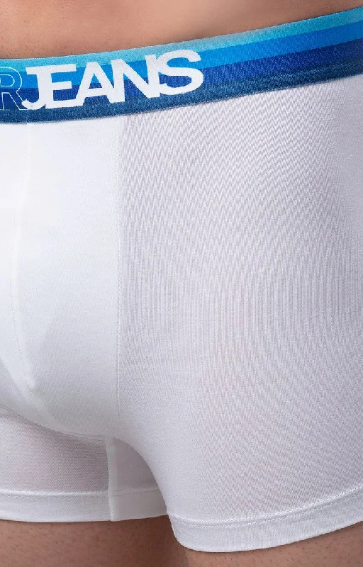 Men Premium White-Blue Cotton Blend Trunk- UnderJeans by Spykar