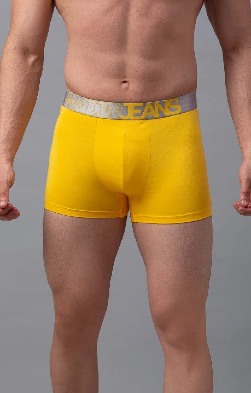 Underjeans by Spykar Men Premium Yellow Cotton Blend Trunk