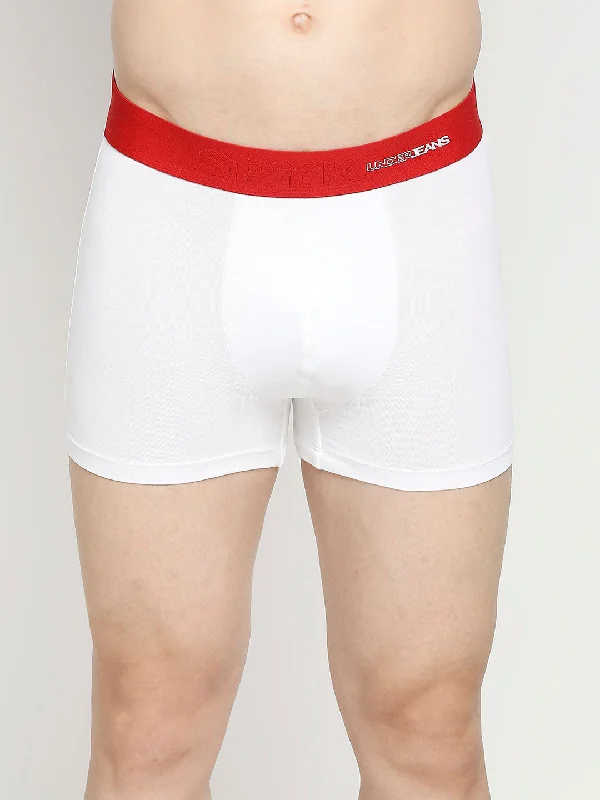 Men Premium Cotton Blend White Trunk- UnderJeans by Spykar