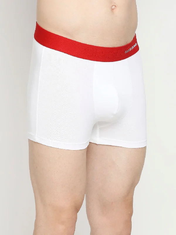 Men Premium Cotton Blend White Trunk- UnderJeans by Spykar