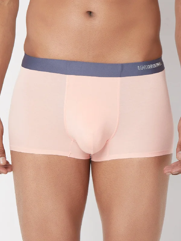 Men Pink Solid Super Premium Bonded Elastic Trunk- UnderJeans by Spykar