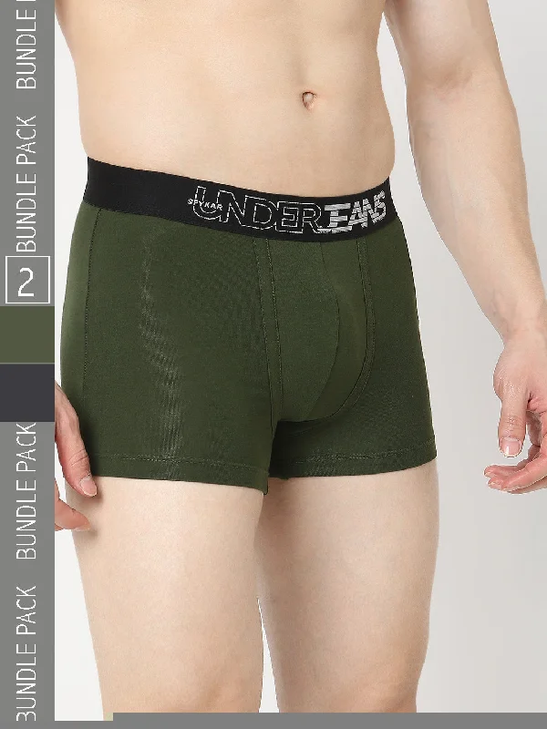 Underjeans by Spykar Men Premium Pack of 2 Grey - Olive Trunk