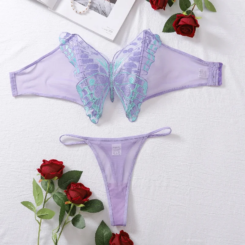 Uma Exotic Butterfly Lace Bra and Panty Set