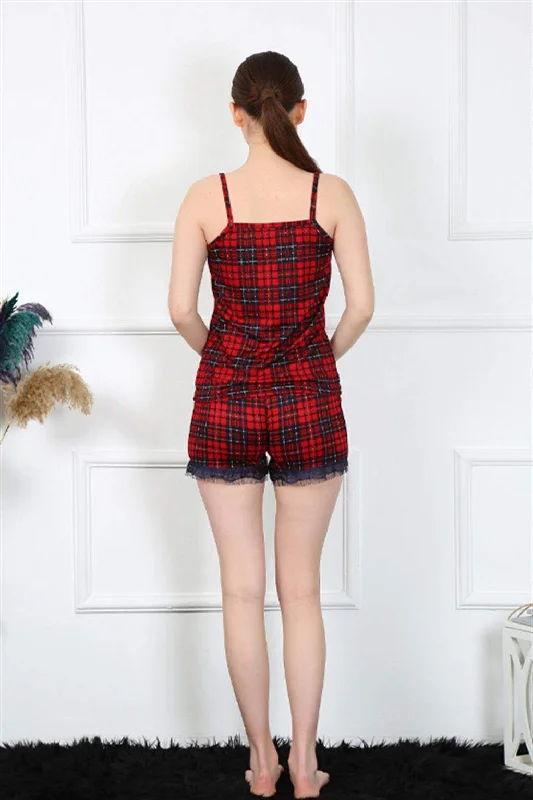 Women's Rope Strap Plaid Shorts Set 3599