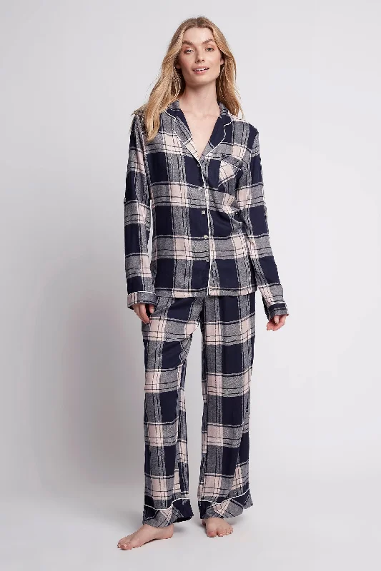 Ardelia Pyjama Lounge Set - Navy Check