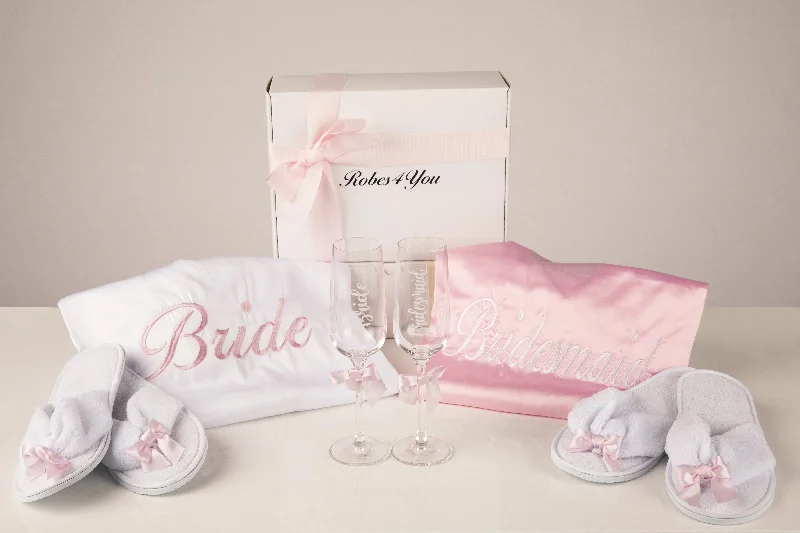 Baby pink satin personalised robe