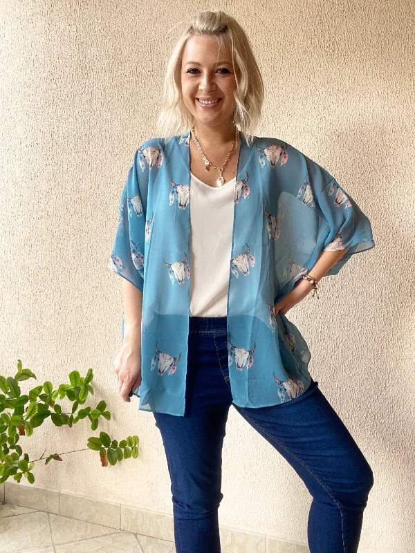 Light blue Bull Kimono in short length