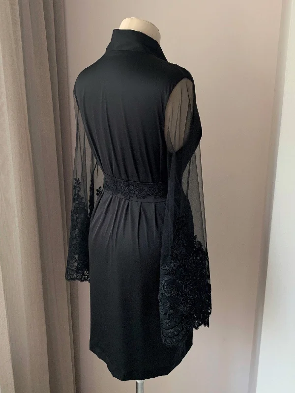 Black robe with sheer sleeves Handmade